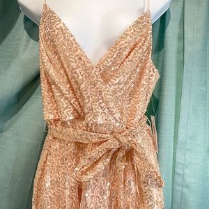 Plus Size Blush Sequin Spaghetti Strap Dress w/Belt Size 18